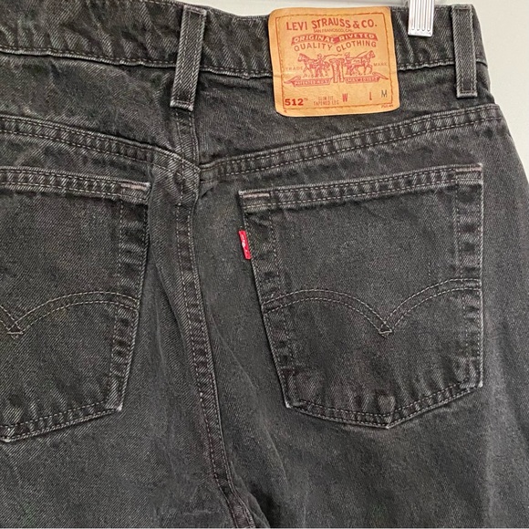 Vintage 90s Levi’s Black Denim Jeans Tapered Leg High Waisted 512 size 12 - Picture 6 of 9